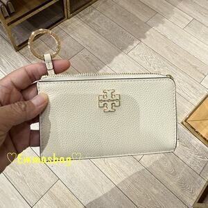 Tory Burch Britten Zip Card Case Pebbled Leather 175815 $150